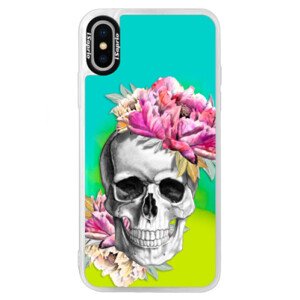 Neonové pouzdro Blue iSaprio - Pretty Skull - iPhone X