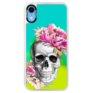 Neonové pouzdro Blue iSaprio - Pretty Skull - iPhone XR