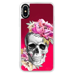 Neonové pouzdro Pink iSaprio - Pretty Skull - iPhone XS