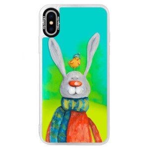 Neonové pouzdro Blue iSaprio - Rabbit And Bird - iPhone X