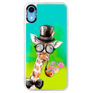 Neonové pouzdro Blue iSaprio - Sir Giraffe - iPhone XR