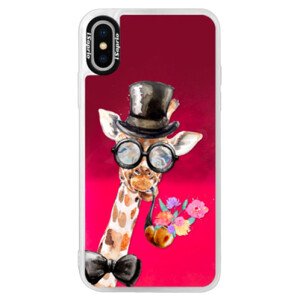 Neonové pouzdro Pink iSaprio - Sir Giraffe - iPhone XS