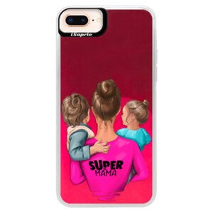 Neonové pouzdro Pink iSaprio - Super Mama - Boy and Girl - iPhone 8 Plus