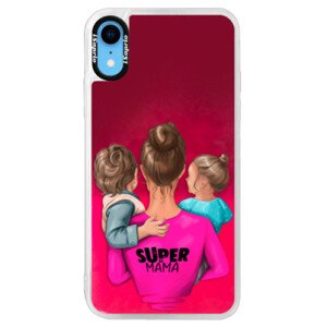 Neonové pouzdro Pink iSaprio - Super Mama - Boy and Girl - iPhone XR