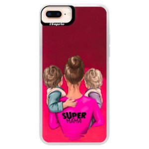 Neonové pouzdro Pink iSaprio - Super Mama - Two Boys - iPhone 8 Plus