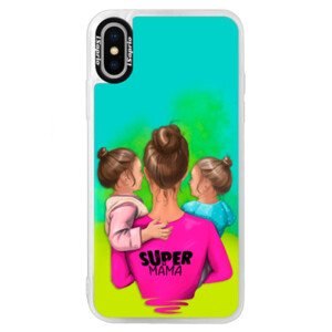 Neonové pouzdro Blue iSaprio - Super Mama - Two Girls - iPhone X