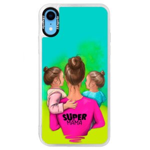 Neonové pouzdro Blue iSaprio - Super Mama - Two Girls - iPhone XR