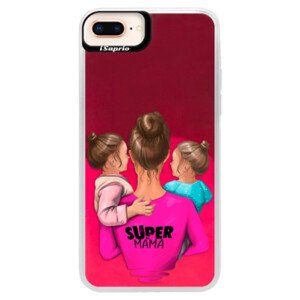 Neonové pouzdro Pink iSaprio - Super Mama - Two Girls - iPhone 8 Plus