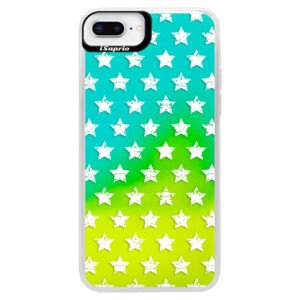 Neonové pouzdro Blue iSaprio - Stars Pattern - white - iPhone 8 Plus