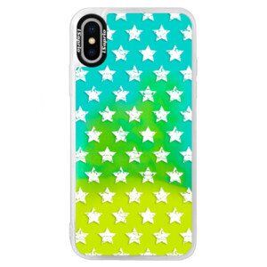 Neonové pouzdro Blue iSaprio - Stars Pattern - white - iPhone X