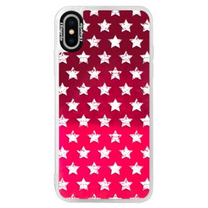 Neonové pouzdro Pink iSaprio - Stars Pattern - white - iPhone X