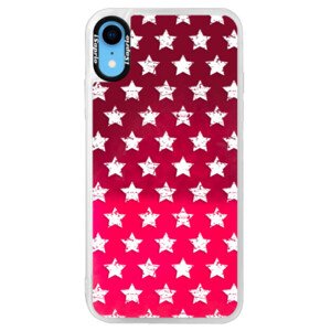 Neonové pouzdro Pink iSaprio - Stars Pattern - white - iPhone XR