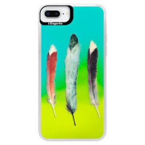 Neonové pouzdro Blue iSaprio - Three Feathers - iPhone 8 Plus