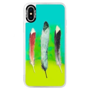Neonové pouzdro Blue iSaprio - Three Feathers - iPhone X