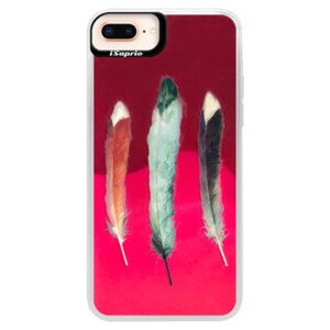Neonové pouzdro Pink iSaprio - Three Feathers - iPhone 8 Plus