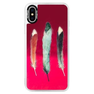 Neonové pouzdro Pink iSaprio - Three Feathers - iPhone XS