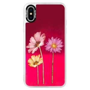 Neonové pouzdro Pink iSaprio - Three Flowers - iPhone XS