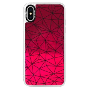 Neonové pouzdro Pink iSaprio - Abstract Triangles 03 - black - iPhone XS