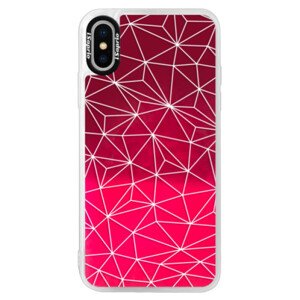 Neonové pouzdro Pink iSaprio - Abstract Triangles 03 - white - iPhone X