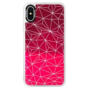Neonové pouzdro Pink iSaprio - Abstract Triangles 03 - white - iPhone XS