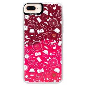 Neonové pouzdro Pink iSaprio - Vintage Pattern 01 - white - iPhone 8 Plus