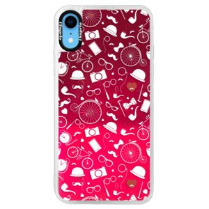 Neonové pouzdro Pink iSaprio - Vintage Pattern 01 - white - iPhone XR