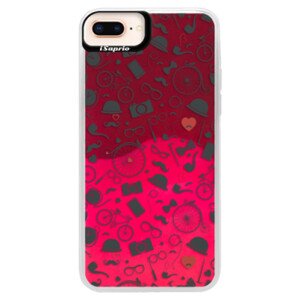 Neonové pouzdro Pink iSaprio - Vintage Pattern 01 - black - iPhone 8 Plus