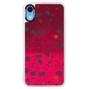 Neonové pouzdro Pink iSaprio - Vintage Pattern 01 - black - iPhone XR