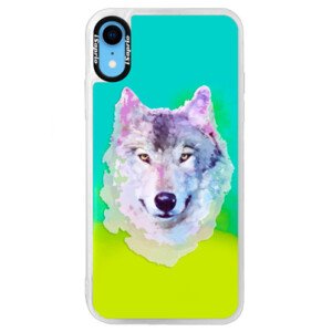 Neonové pouzdro Blue iSaprio - Wolf 01 - iPhone XR