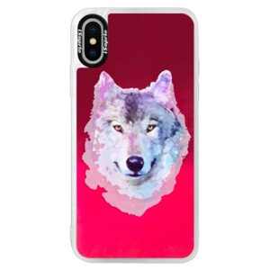 Neonové pouzdro Pink iSaprio - Wolf 01 - iPhone XS