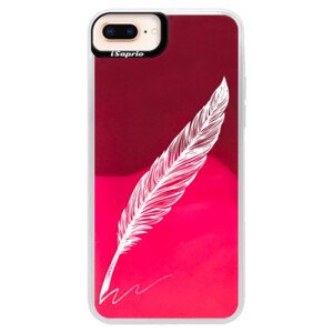 Neonové pouzdro Pink iSaprio - Writing By Feather - white - iPhone 8 Plus