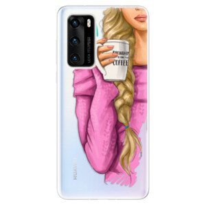 Odolné silikonové pouzdro iSaprio - My Coffe and Blond Girl - Huawei P40