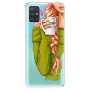 Odolné silikonové pouzdro iSaprio - My Coffe and Redhead Girl - Samsung Galaxy A51