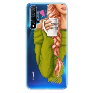 Odolné silikonové pouzdro iSaprio - My Coffe and Redhead Girl - Huawei Nova 5T