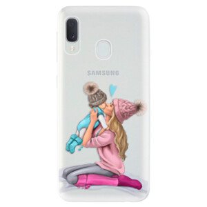 Odolné silikonové pouzdro iSaprio - Kissing Mom - Blond and Boy - Samsung Galaxy A20e