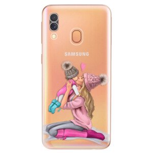 Odolné silikonové pouzdro iSaprio - Kissing Mom - Blond and Girl - Samsung Galaxy A40