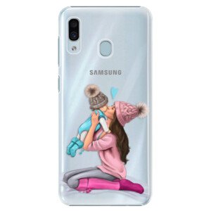 Plastové pouzdro iSaprio - Kissing Mom - Brunette and Boy - Samsung Galaxy A20