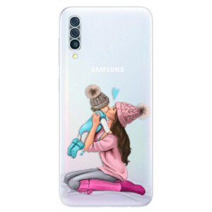 Odolné silikonové pouzdro iSaprio - Kissing Mom - Brunette and Boy - Samsung Galaxy A50