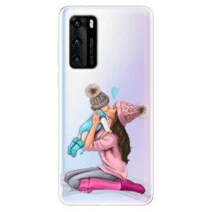 Odolné silikonové pouzdro iSaprio - Kissing Mom - Brunette and Boy - Huawei P40