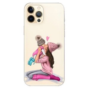 Odolné silikonové pouzdro iSaprio - Kissing Mom - Brunette and Girl - iPhone 12 Pro Max