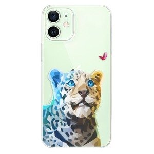 Odolné silikonové pouzdro iSaprio - Leopard With Butterfly - iPhone 12 mini