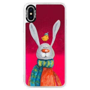 Neonové pouzdro Pink iSaprio - Rabbit And Bird - iPhone X