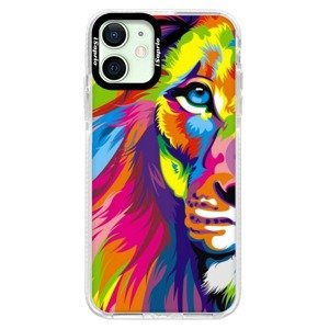 Silikonové pouzdro Bumper iSaprio - Rainbow Lion - iPhone 12 mini