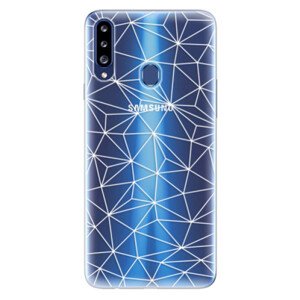Odolné silikonové pouzdro iSaprio - Abstract Triangles 03 - white - Samsung Galaxy A20s