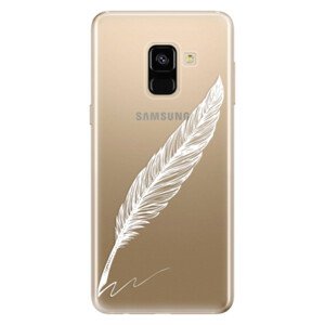 Odolné silikonové pouzdro iSaprio - Writing By Feather - white - Samsung Galaxy A8 2018