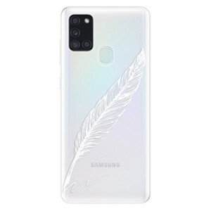 Odolné silikonové pouzdro iSaprio - Writing By Feather - white - Samsung Galaxy A21s