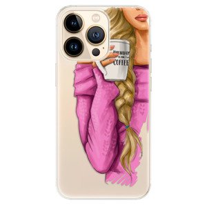Odolné silikonové pouzdro iSaprio - My Coffe and Blond Girl - iPhone 13 Pro Max