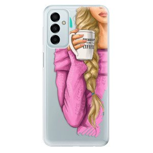 Odolné silikonové pouzdro iSaprio - My Coffe and Blond Girl - Samsung Galaxy M23 5G