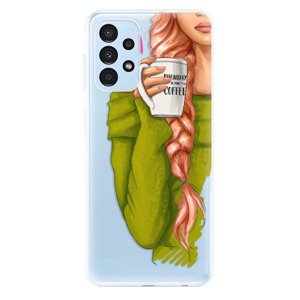 Odolné silikonové pouzdro iSaprio - My Coffe and Redhead Girl - Samsung Galaxy A13