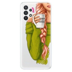 Odolné silikonové pouzdro iSaprio - My Coffe and Redhead Girl - Samsung Galaxy A32